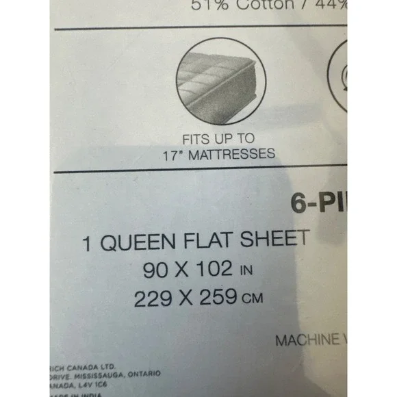 Brixton AvenueWentworth 6 Piece Queen Sized Sheet Set Gray 1200 Thread Count